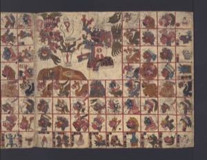 Páginas de un Códice Mesoamericano con Iconografía Calendárica y Simbólica